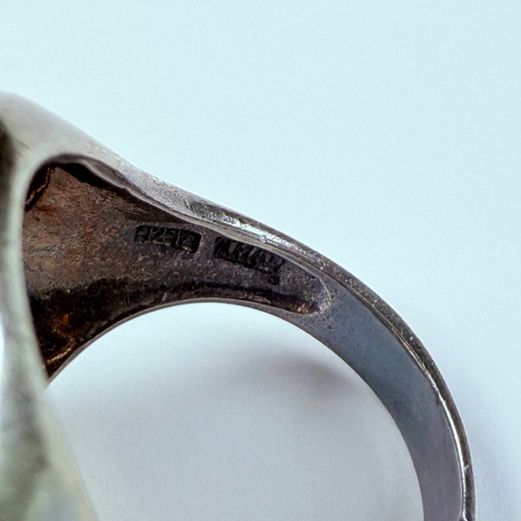 Art Deco Revival 5.5 CT Champagne Orange Quartz & Marcasite Sterling Silver Ring - Picture 6 of 12